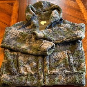 Aerie Green and Gray Sherpa Hoodie